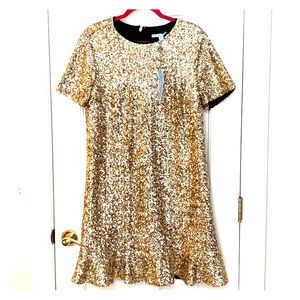 Draper James Gold Sequin Peplum Dress
